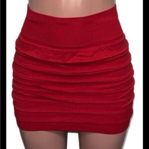 Red Ruched Mini Skirt